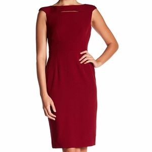 Keyhole crepe sheath dress